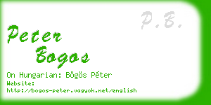 peter bogos business card